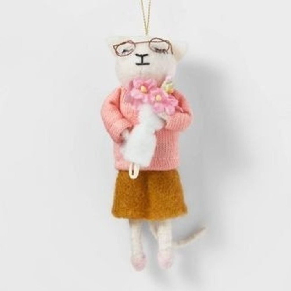 2021 Target Wondershop Whimsical Boiled Felt Mouse Christmas Ornament Flower NEW